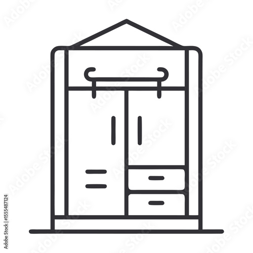 Furniture for hanging clothes storage black icon on white background.