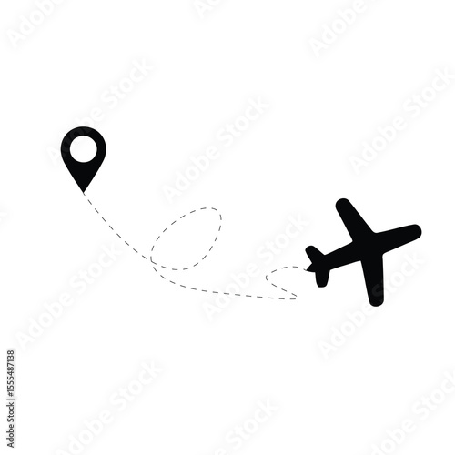 Airplane routes set. Plane route line. Planes dotted flight pathway. Plane paths. Aircraft tracking, planes, travel, map pins, location pins. Romantic travel, heart dashed line trace and plane routes.