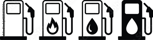 Fuel icon set. Gas station icons or signs. Engine oil icon symbol. Transport collection, petrol fuel. Vector illustration