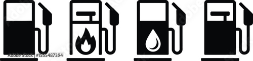 Fuel icon set. Gas station icons or signs. Engine oil icon symbol. Transport collection, petrol fuel. Vector illustration
