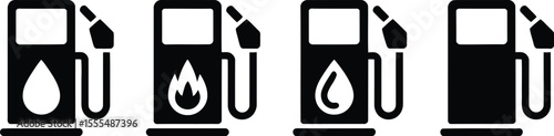 Fuel icon set. Gas station icons or signs. Engine oil icon symbol. Transport collection, petrol fuel. Vector illustration
