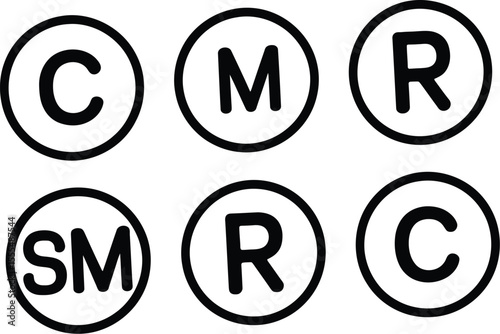Copyright And Registered Trademark Icon Set Vector. Copyright And Registered Trademark Icon Set Vector. Smart ark and trademark right and license vector icon set.