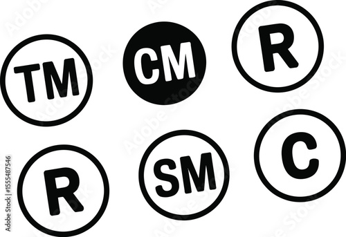 Copyright And Registered Trademark Icon Set Vector. Copyright And Registered Trademark Icon Set Vector. Smart ark and trademark right and license vector icon set.
