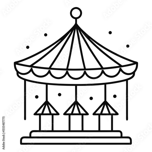 Concept of amusement park, carnival and fair sketch black icon on white background.
