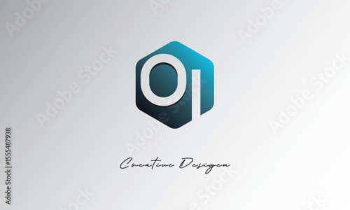 OI Creative Polygon Logo – Modern Negative Space Lettermark with Geometric Hexagon Shape for Futuristic Branding, Corporate Identity & Tech Design

