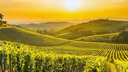 Vineyard landscape at sunrise