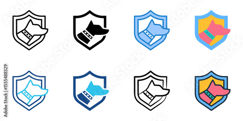 Guard dog icon set multiple style collection 

