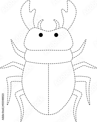 Stag beetle Insect Line Tracing and Coloring

