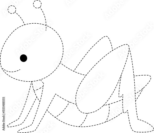 Grasshopper Insect Line Tracing and Coloring

