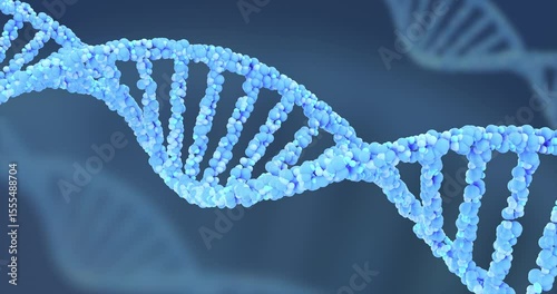 DNA Helix Animation: Futuristic Blue Molecular Structure.  A footage that gradually disappears DNA. 3d rendering.