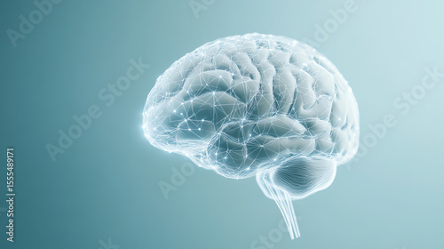 A digital illustration of a brain highlighting connections and neural networks, symbolizing intelligence and cognition.