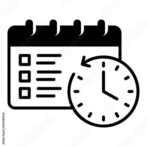 Daily routine icon with clock and calendar