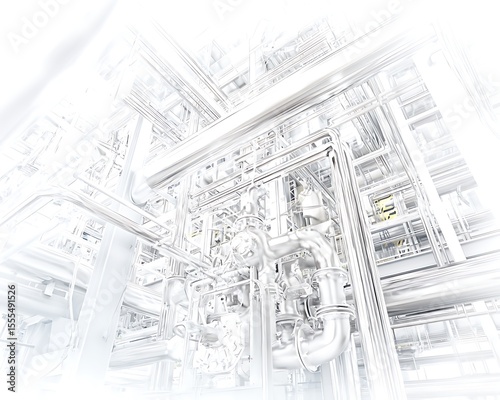 Abstract industrial plant pipeline complex