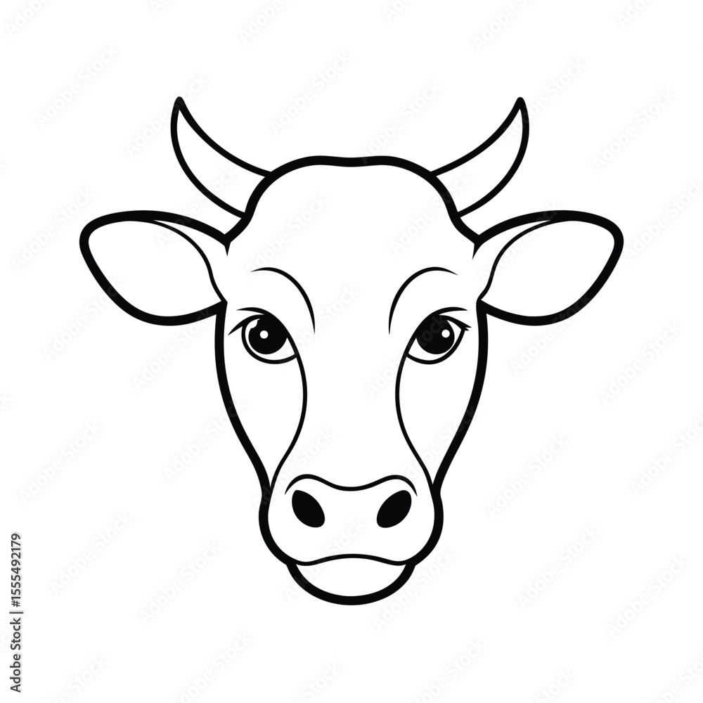 custom made wallpaper toronto digitalStylized illustration of a peaceful cow head with a gentle expression isolated on a clean white background