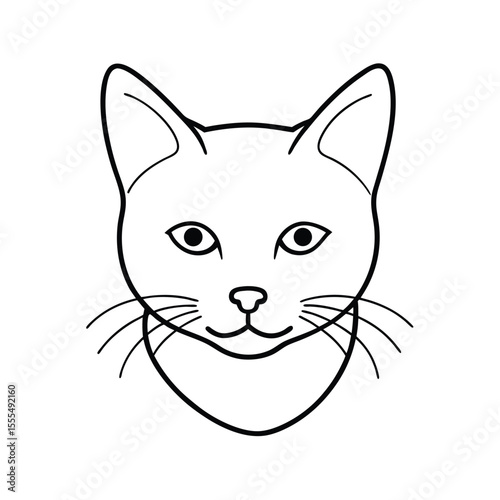 Stylized cat head with alert upright ears clean graphic illustration on a pure white background