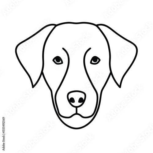 Close up head portrait of a german shepherd or labrador dog rendered in a clean modern graphic style on a white background suitable for advertising or banners