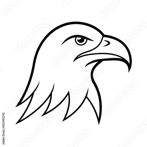 Majestic eagle head profile silhouette a powerful symbol of freedom and strength presented in a clean side view against a stark white background