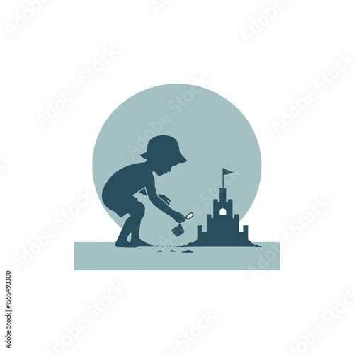 A child building a sandcastle