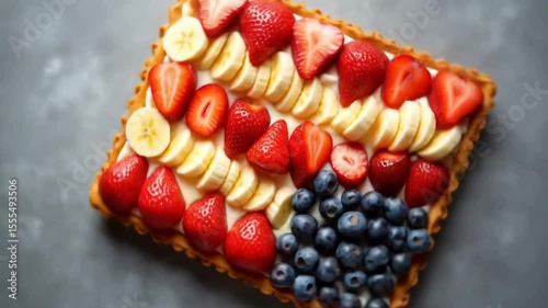 Delicious Fruit Tart Displayed as Colorful Patriotic Design