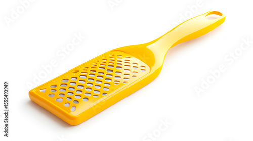 3D yellow plastic cheese grater icon with isolated on white background