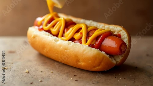 Delicious Hot Dog with Condiments Close Up