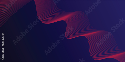 Dark blue abstract background with glowing wave lines. futuristic background Modern concept technology.