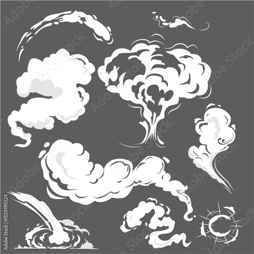 Cartoon Smoke and Explosion Effects Vector Set