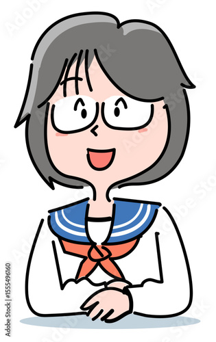メガネの中学生女子