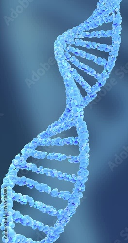 DNA Helix Animation, Futuristic Blue Molecular Structure. Repeatable footage by 3d rendering. Vertical video.