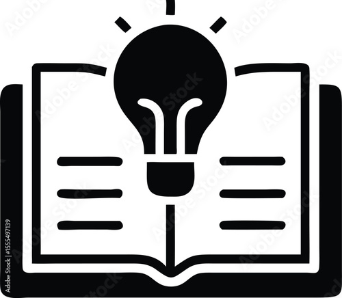 Knowledge and idea represented by open book icon