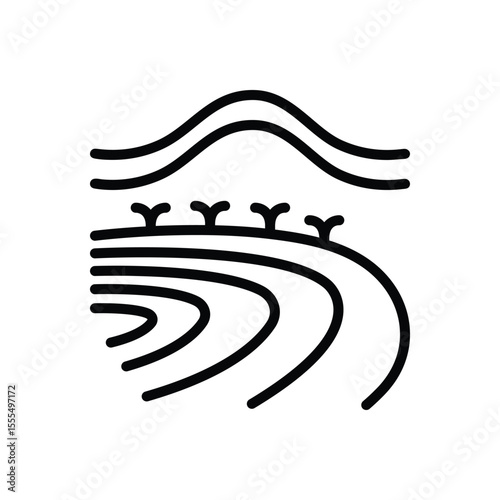 Black line icon for tea plantation