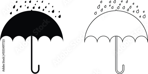 Waterproof Umbrella Illustration Showing Protection from Rain.