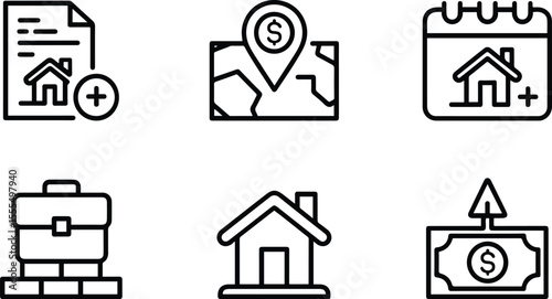 Real Estate and Construction Line Icons Set vector.
