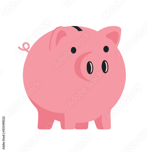 Pink Piggy Bank Cartoon Illustration