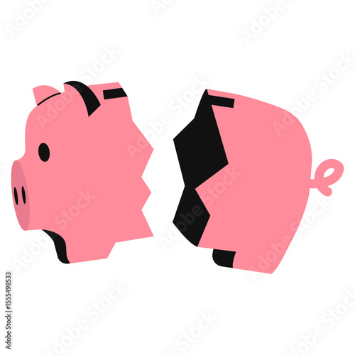 Illustration of a Broken Piggy Bank