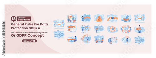 General Data Protection Regulation GDPR concept illustrations. Mega set.