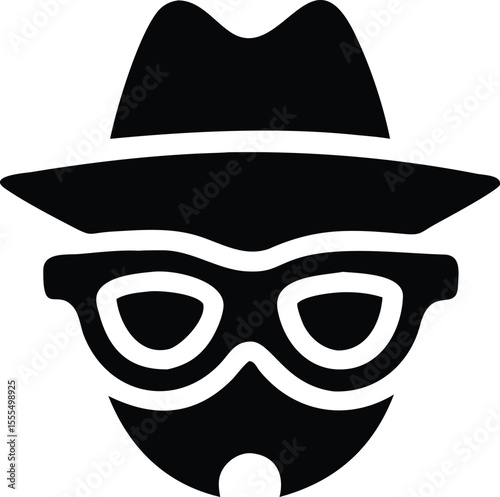 Mystery man wearing hat and glasses icon