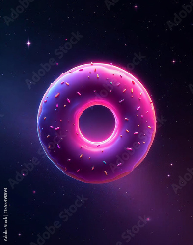 Donut Planet Surreal Floating Dessert in Cosmic Space