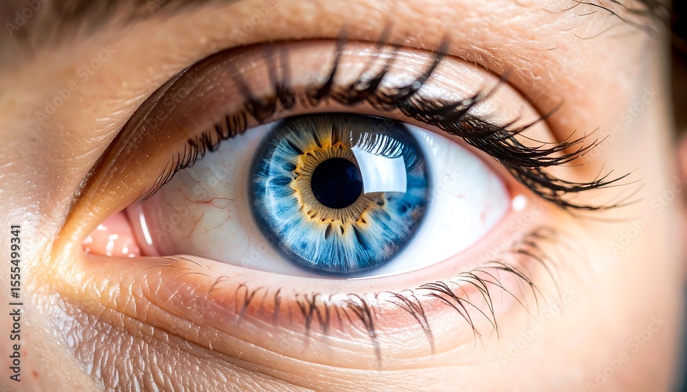 Fototapeta premium Close-up of a vibrant blue eye