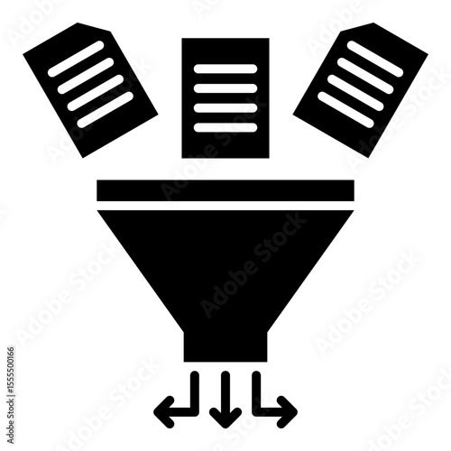 Filtering Data Glyph Icon Vector Illustration