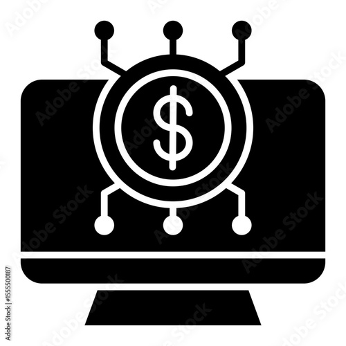 Digital Transaction Glyph Icon Vector Illustration