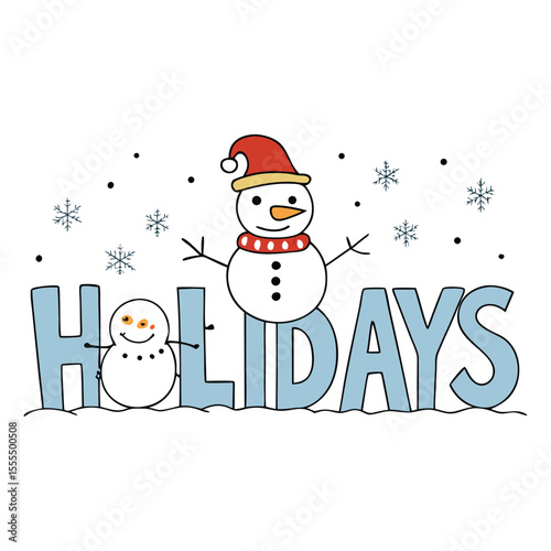 A festive snow-filled design with delicate flakes falling gently around the cheerful “Happy Holidays” text, creating a warm and joyful winter celebration vibe.
