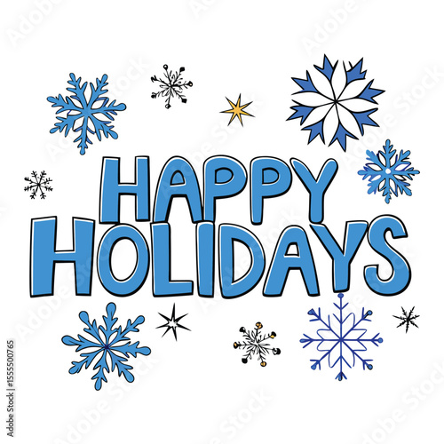 Festive blue background filled with delicate snowflakes, spreading joy and cheer. A perfect scene to celebrate the season and wish everyone happy holidays!
