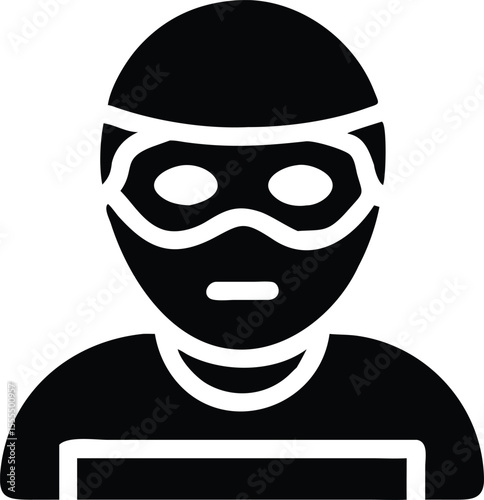 Burglar in ski mask icon