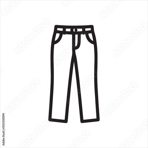 Simple outline of classic denim jeans with pockets and belt loops