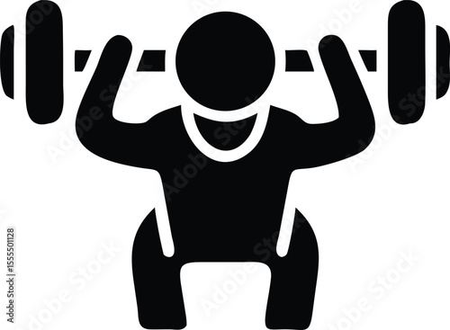 Weightlifter squatting with barbell icon