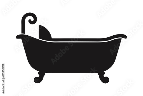 Baby bathtub silhouette on white background