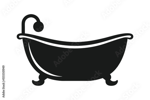 Bathtub black silhouette icon on white background