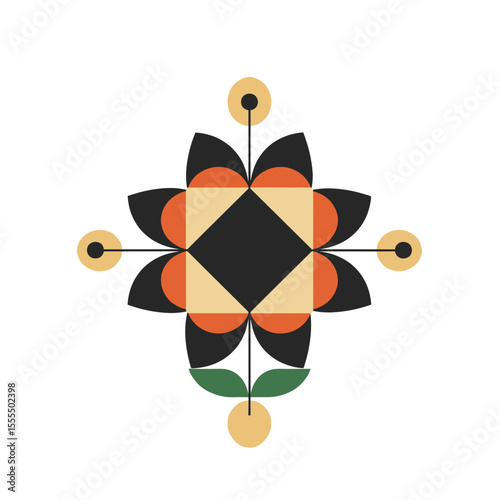 Abstract geometric flower ornament in modern flat design style  