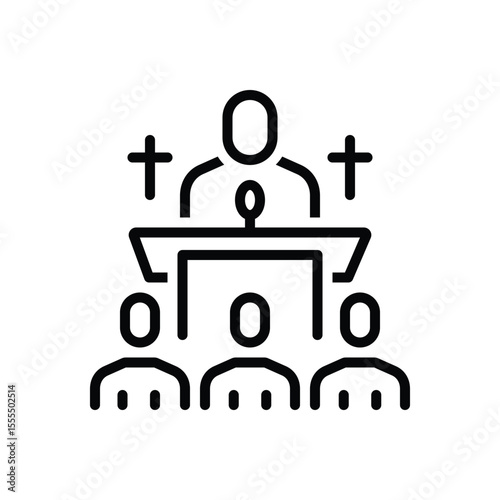Black line icon for church meeting